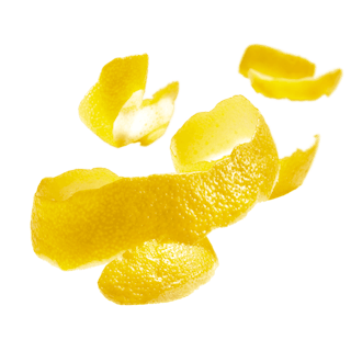 schwebende Zitronenschalen