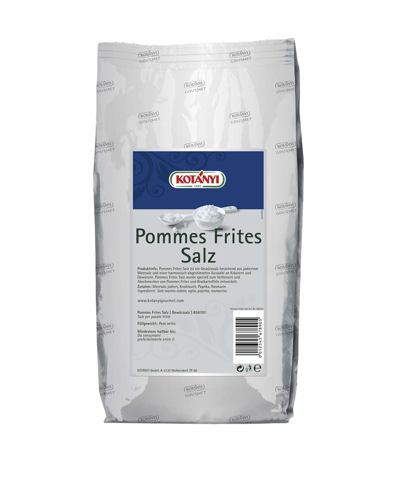 858701 Kotanyi Ароматна сол за пържени картофки B2b Bag1kg